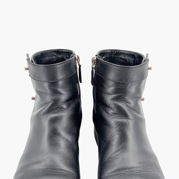 Chanel CC Turnlock Ankle Boot Size 36.5 US 5.5-6 Black Leather Moto Biker Bootie - Picture 5 of 15